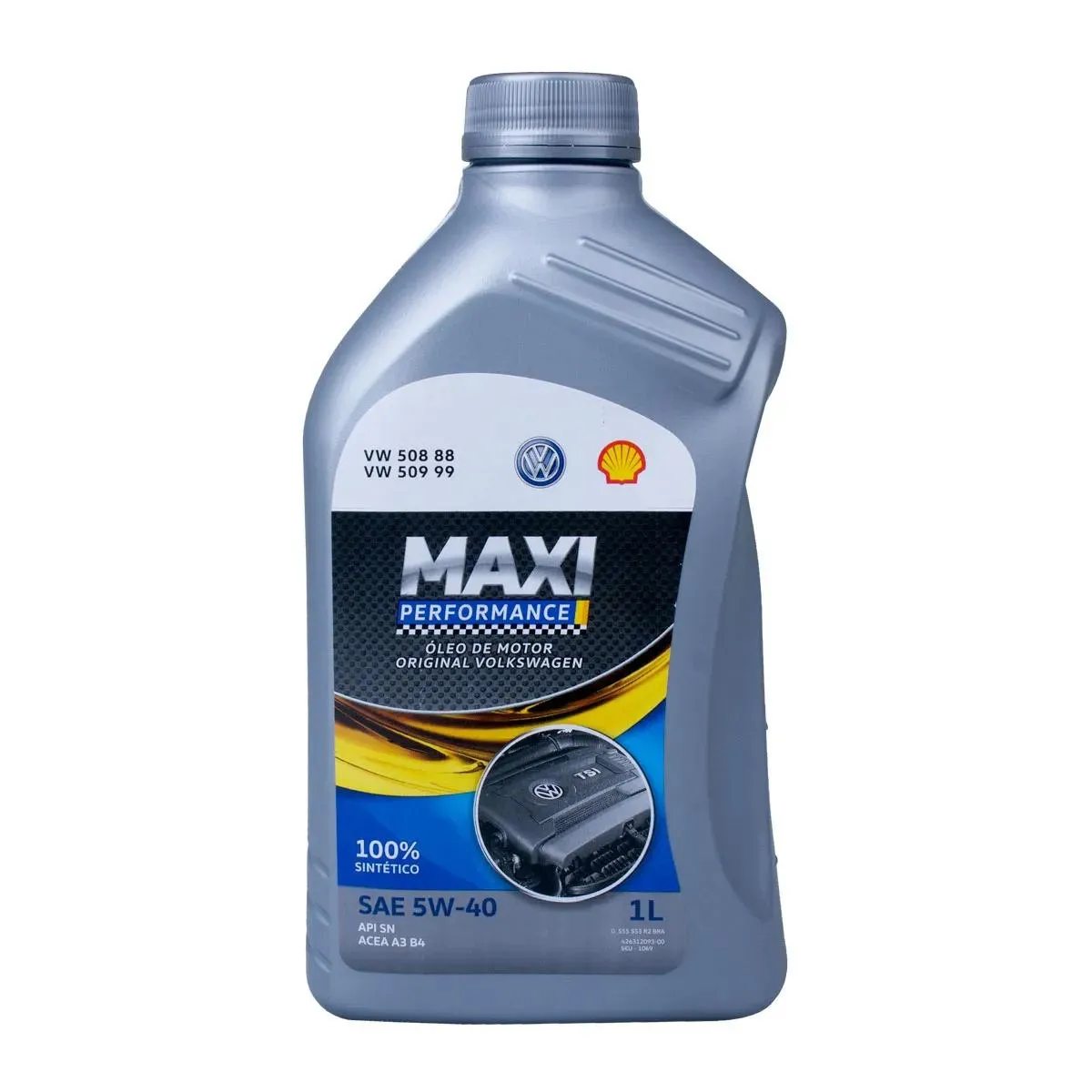 Frasco de óleo sintético 5W40 para motores modernos